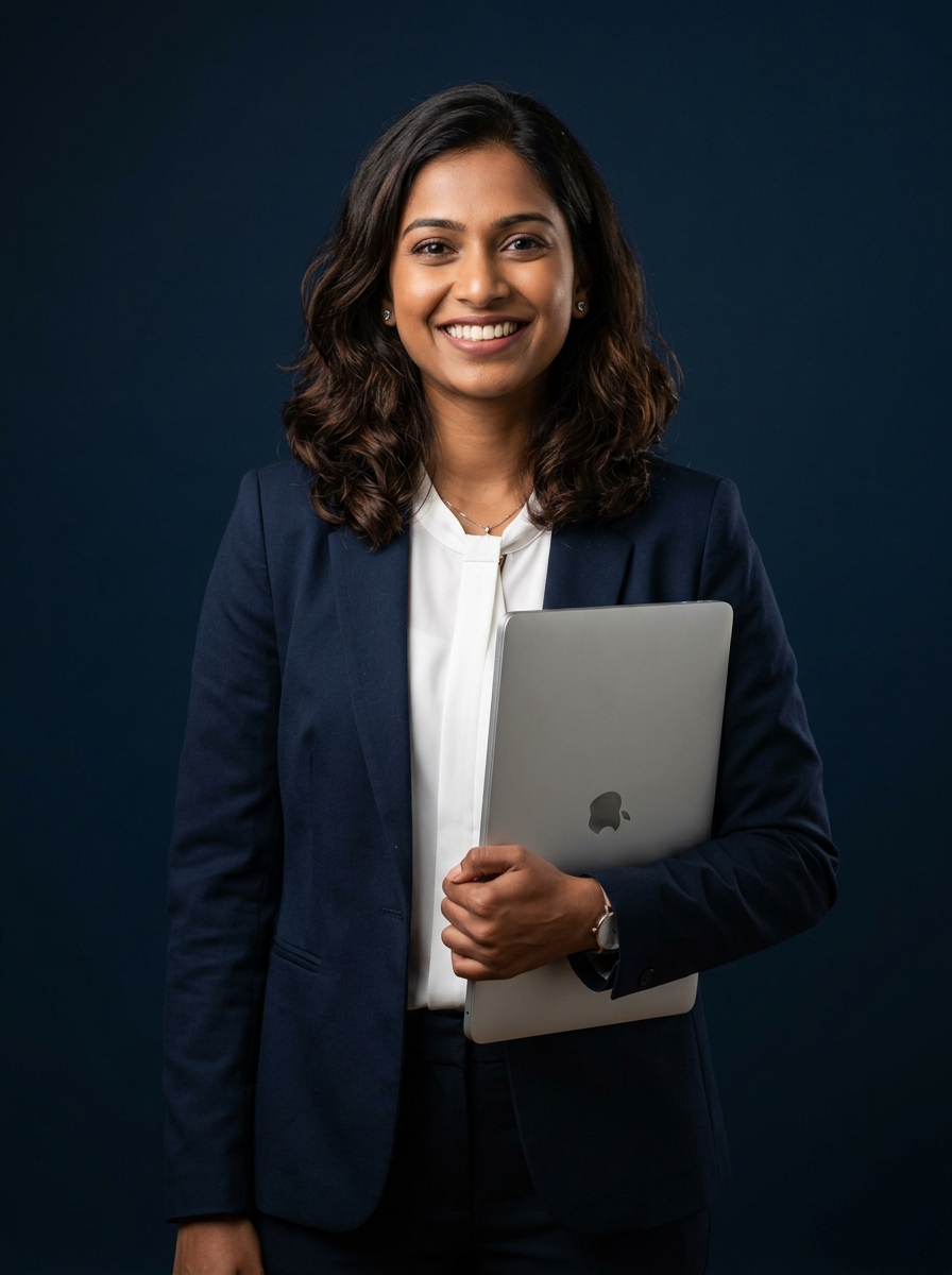 Smiling Young Professional Woman with Laptop